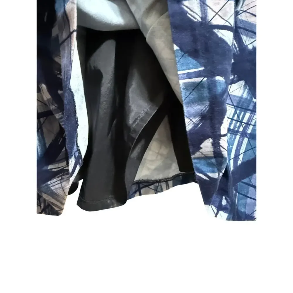 Review Blue Abstract Design Size 10 Midi Skirt